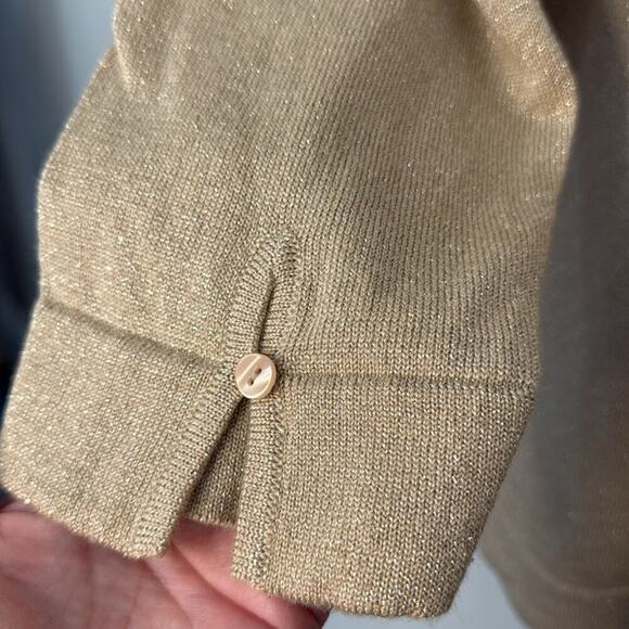 Talbots Gold/Tan Wool/Silk V-Neck Sweater Size MP - Picture 3 of 6